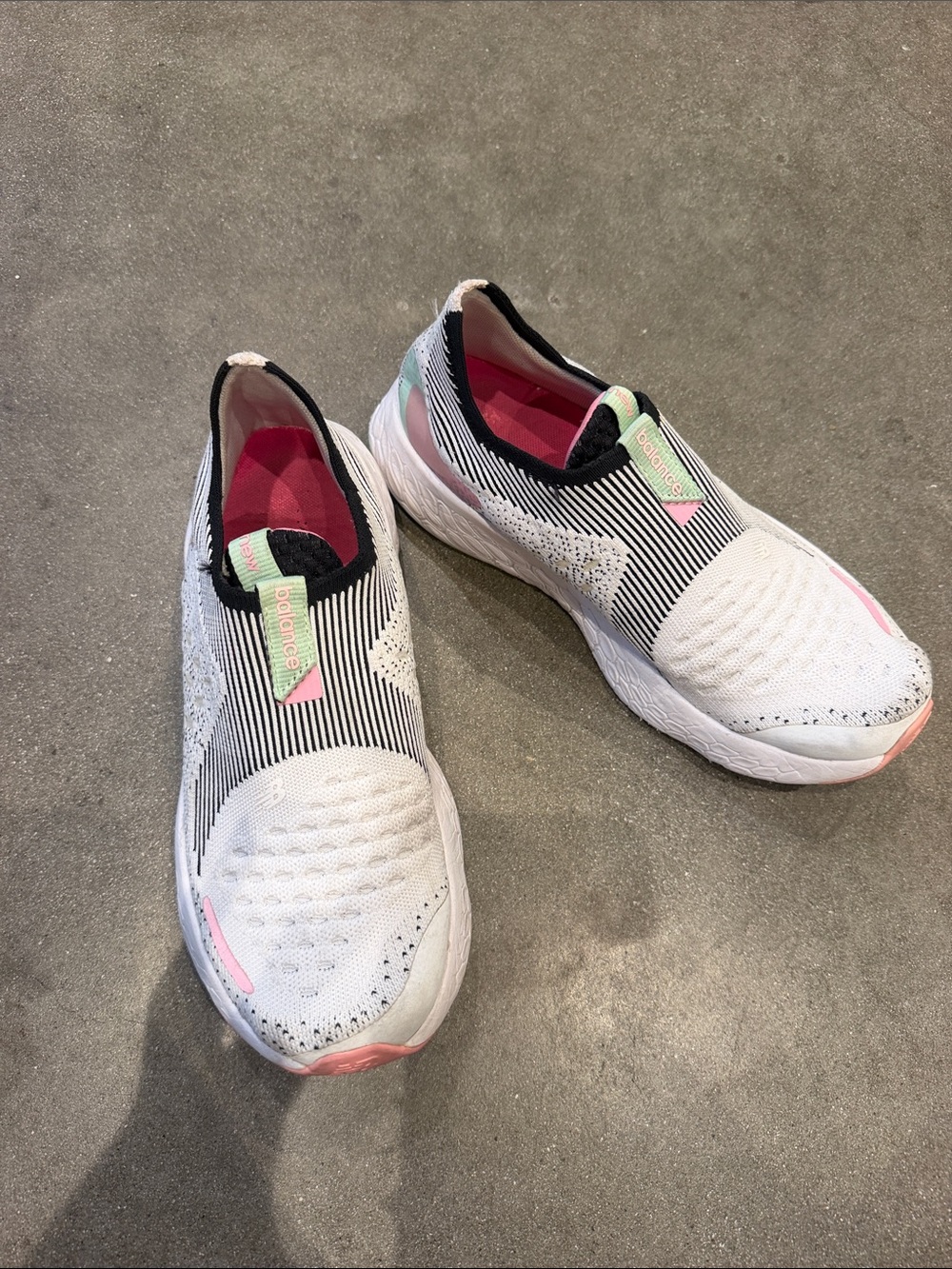 New Balance Slip-On Knit Running Shoes - White & Pink